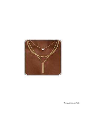 14K Gold Plated Layered Necklace Set for Women 3 Separate Chains Stackable